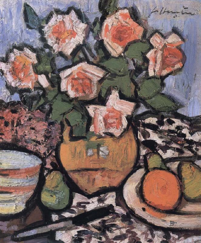 George Leslie Hunter Still Life with Roses,Fruit and Knife Norge oil painting art